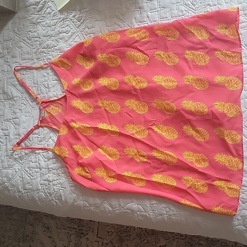 J Crew Pineapple Tank Top Womens SZ 6 Adjustable S